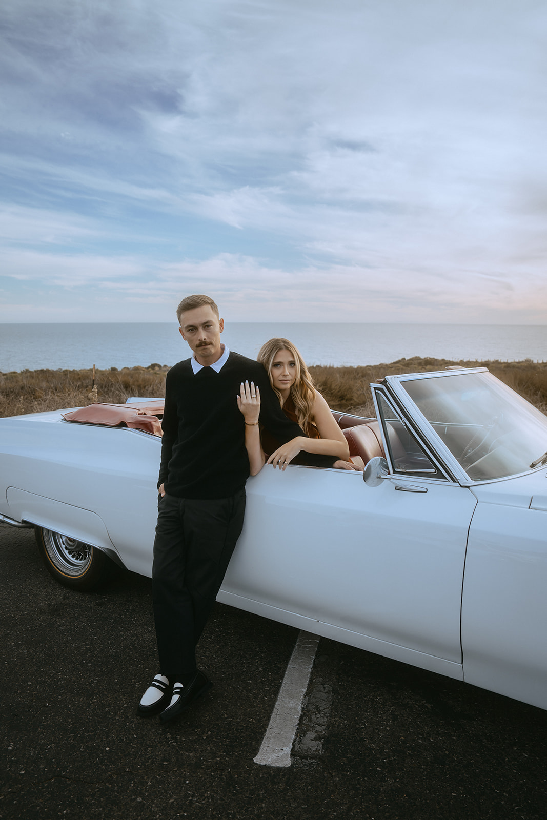 Classic Cadillac engagement photos in southern california